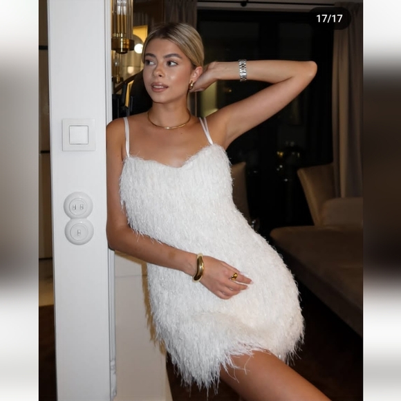 Zara Fringe Mini Dress White Size M - Picture 2 of 16